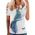 thumbnail image 1 of Gibobby Playera de Manga Corta con Cuello Redondo Camiseta manga corta con estampado flores y botones para mujer, camiseta manga corta, informal, Sexy, verano, para (Azul,M), 1 of 4
