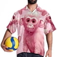 thumbnail image 4 of Pink Monkey Gorilla Men's Short Sleeve Beach Shirts, Casual Printed Button Down, Summer Unisex Spread Collar Tops, 4 of 6