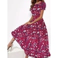 thumbnail image 1 of Blossoming Floral Print Dress - Comfortable Crew Neck, Stylish Short Sleeves, 1 of 11