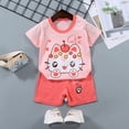 thumbnail image 2 of HCNTES Baby Boy Girls Shorts Set Summer Clothes Toddler Graphics Embroidery Short Sleeve Lapel T Shirt Shorts Outfit boy clothes sizes(Watermelon Red,18-24 Months), 2 of 3