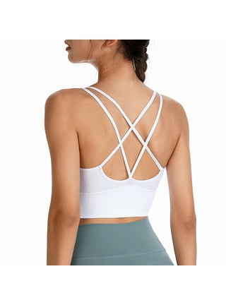 New Strappy Sports Bras Thin Shoulder Straps For Women Cross Back Yoga Bra  Tops Activewear 