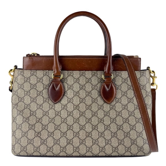 Pre-Owned Gucci GG Supreme Canvas Shoulder Bag/Handbag, Brown, Women's, 409534 z8636