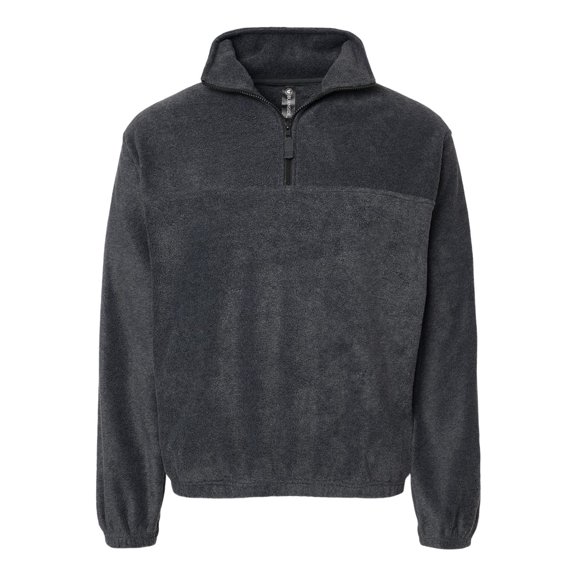 Burnside Mens Polar Fleece Quarter-Zip Pullover, 5XL, Heather Charcoal
