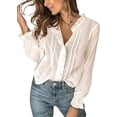 thumbnail image 1 of Blouses en Chiffon Col en V pour Femmes Manches Ballon Décontractées, 1 of 5