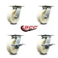 thumbnail image 2 of 6 Inch Nylon Swivel Caster Set with Ball Bearings 2 Brakes Service Caster, 2 of 2
