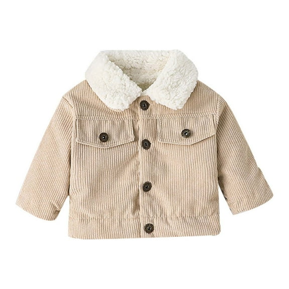 GERsome Toddler Boy Winter Corduroy Jacket Baby Girl Fall Sherpa Lined Outwear Coat