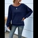 thumbnail image 5 of Blusas de Larga Suaves para Mujer, Cuello Redondo, Estilo Jersey, Informales, de Punto, con de Murciélago, Grandes, 2025 Azul Marino XXL, 5 of 9
