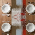 thumbnail image 6 of Red Brown Table Runner - 120 Inch Long, Kitchen Dining Table Runner Dresser Scarves, Blue White Modern Rustic Neutral Graffiti Art Farmhouse Decor for Coffee Tables Wedding Party Banquet, 6 of 8