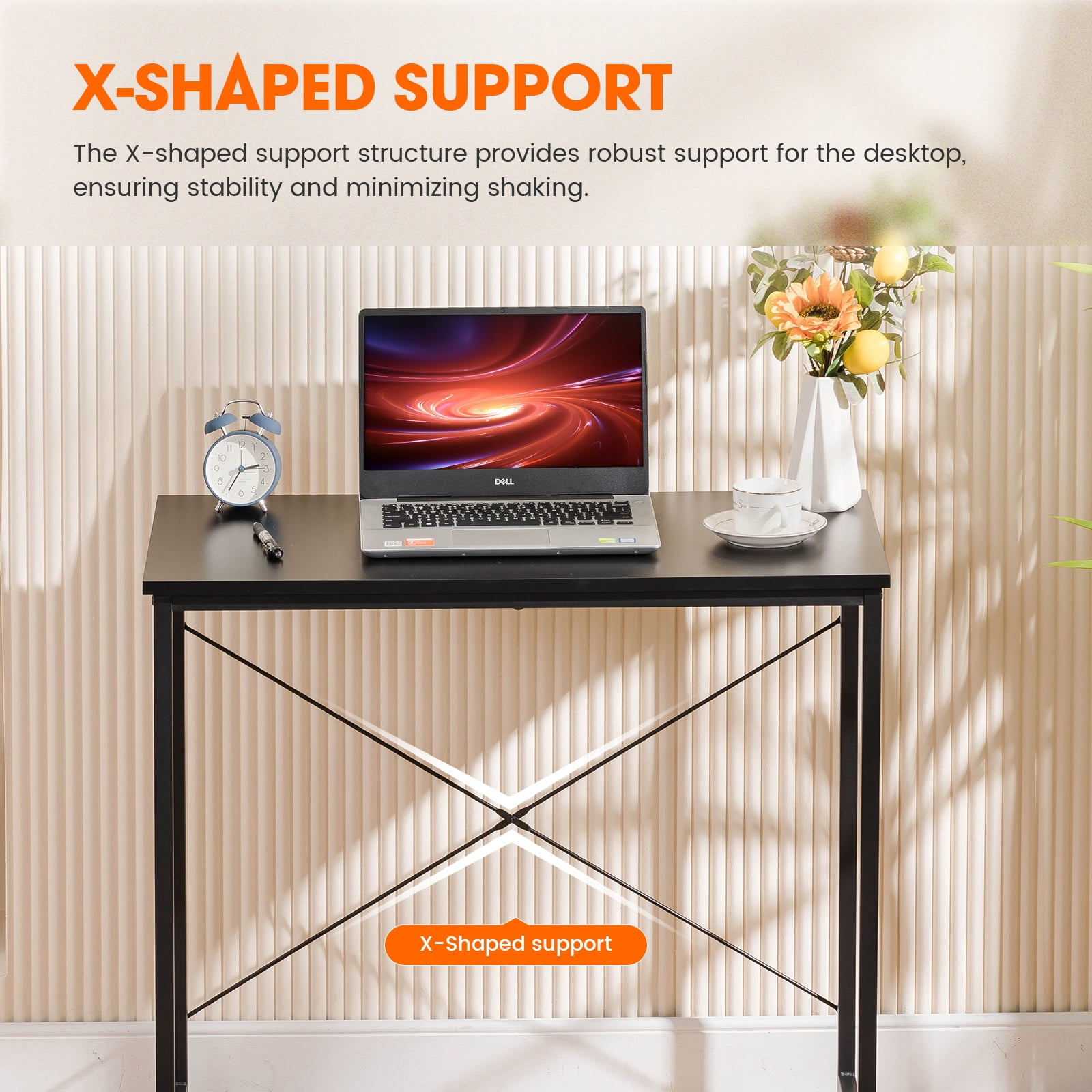 COMHOMA 32" Small Computer Desk, Modern Writing Desk with Metal Frame for Home Office & Study, Black