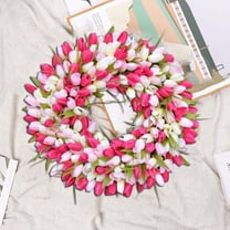 Clearance under $15! Wreaths for front Door Kingtowag Artificial Floral Wreath, Spring Mother's Day Artificial Tulip Wreath 30Cm, Greenery Wreath for Porch, Window, Home, Farmhouse Summer Wreath