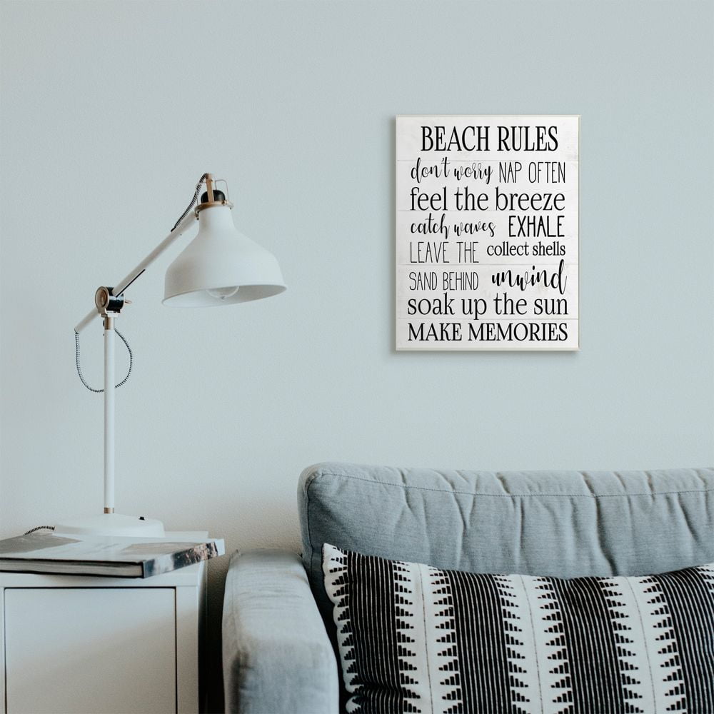 Stupell Industries Beach House Rules Relaxing Activities Black White List Graphic Art Unframed Art Print Wall Art, 13x19, by Daphne Polselli