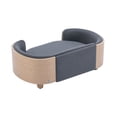 thumbnail image 6 of Pefilos 26" Elevated Pet Dog Bed with Solid Wood Legs and Bent Wood Back, Velvet Cushion, Pet Sofa for Indoors Dogs, Light Gray, 6 of 8