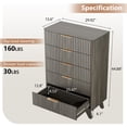 thumbnail image 2 of Ktaxon Fluted Tall 5 Drawer Dresser Solid Wood Chest of Drawers with Soft Close Slides Storage Cabinet for Bedroom Living Room Entryway Gray, 2 of 6