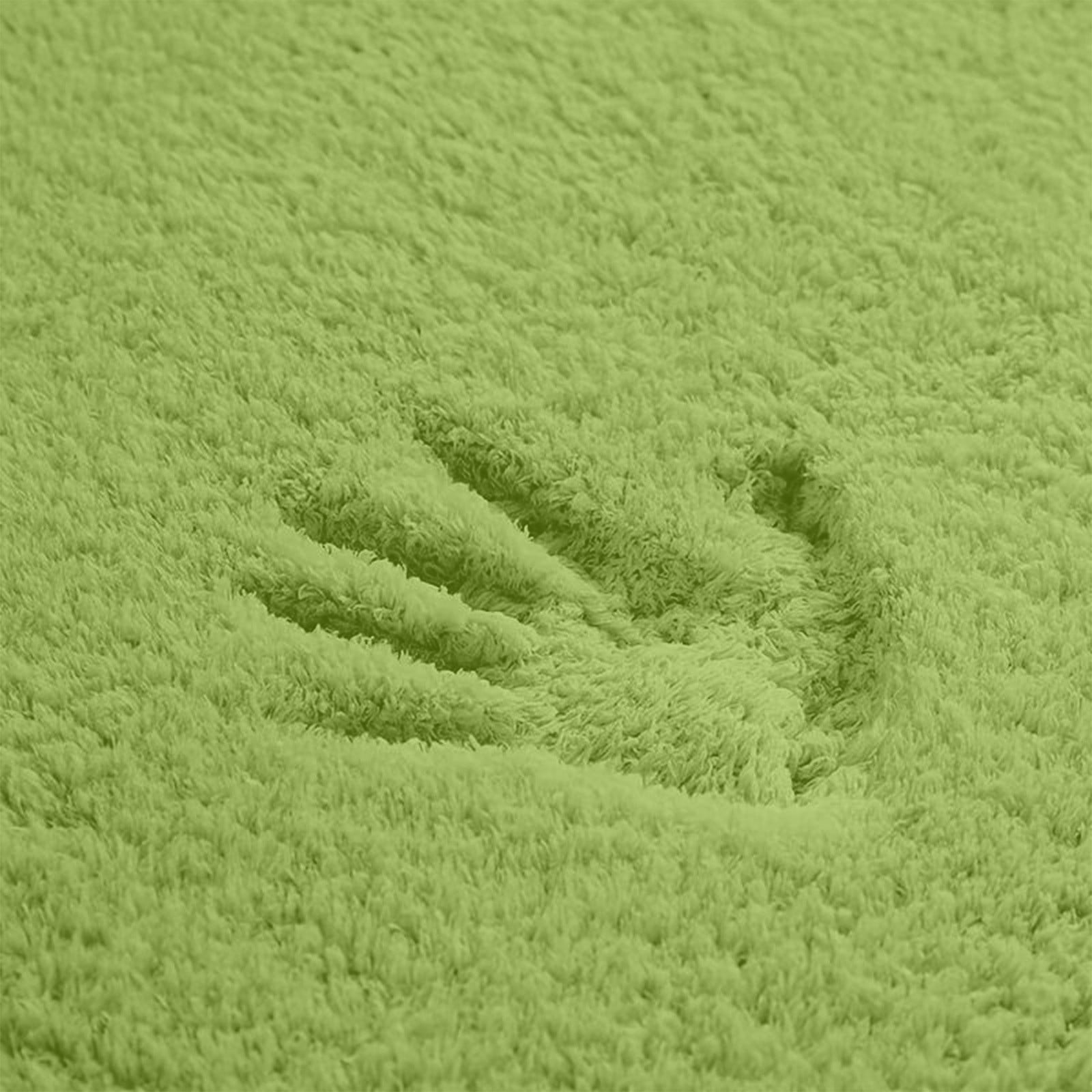 3-Piece Bathroom Rug Set, Soft Plush Fleece and Memory Foam Bath Mat, Non-Slip Absorbent Floor Mat for Bathroom, Bedroom, or Laundry Room in Green