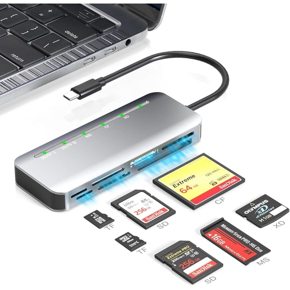 Memory Stick Pro Duo Card Reader 7 in1 Adapter USB C for SD/TF/CF/XD/MS Multi Reader Camera Game Trail Phone Tablet Laptop Android