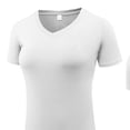 thumbnail image 5 of BRGZLK Quick Dry Short Sleeve T Shirts For Women Casual Fashion Solid Color Elastic V Neck Slim Fit Stretch Blouses Summer Breathable Casual Workout Tops, 5 of 6