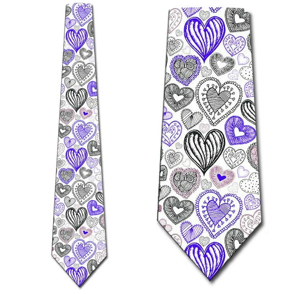 Valentines Day Ties Mens Heart Holiday Necktie by Three Rooker