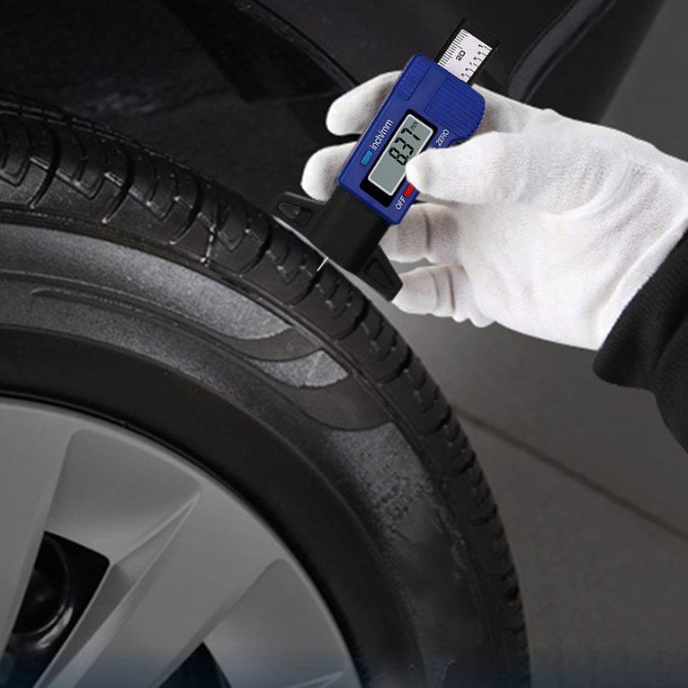 Digital Car Tire Tread Depth Tester 0-25mm Tyre Tread Depth Gauge Meter Measurer Tool Caliper LCD Display Tire Measurement blue Jasnyfall 