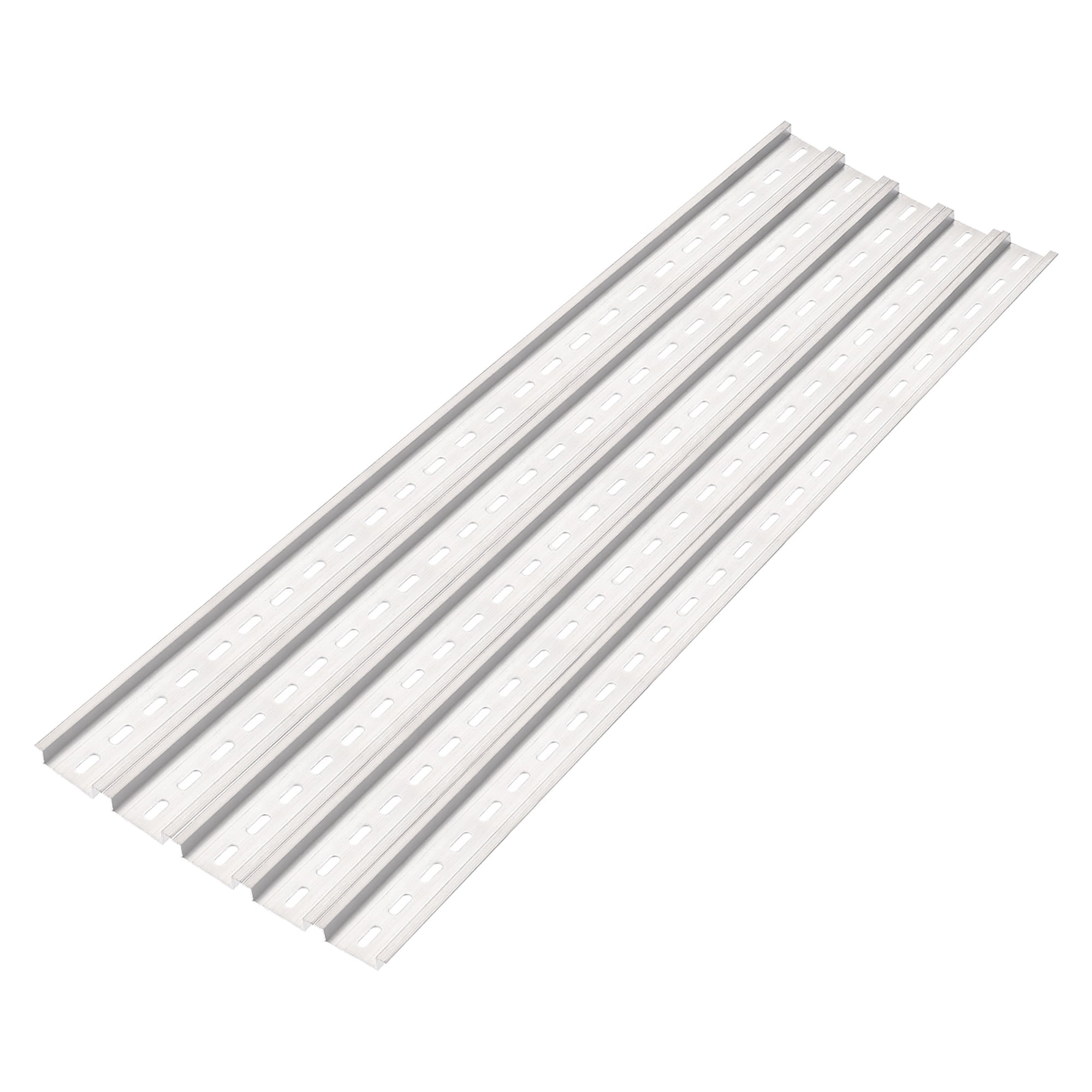 Uxcell 500x35x7.5mm DIN Rail Slotted Aluminum Mounting Guide Silver Tone 5 Pack