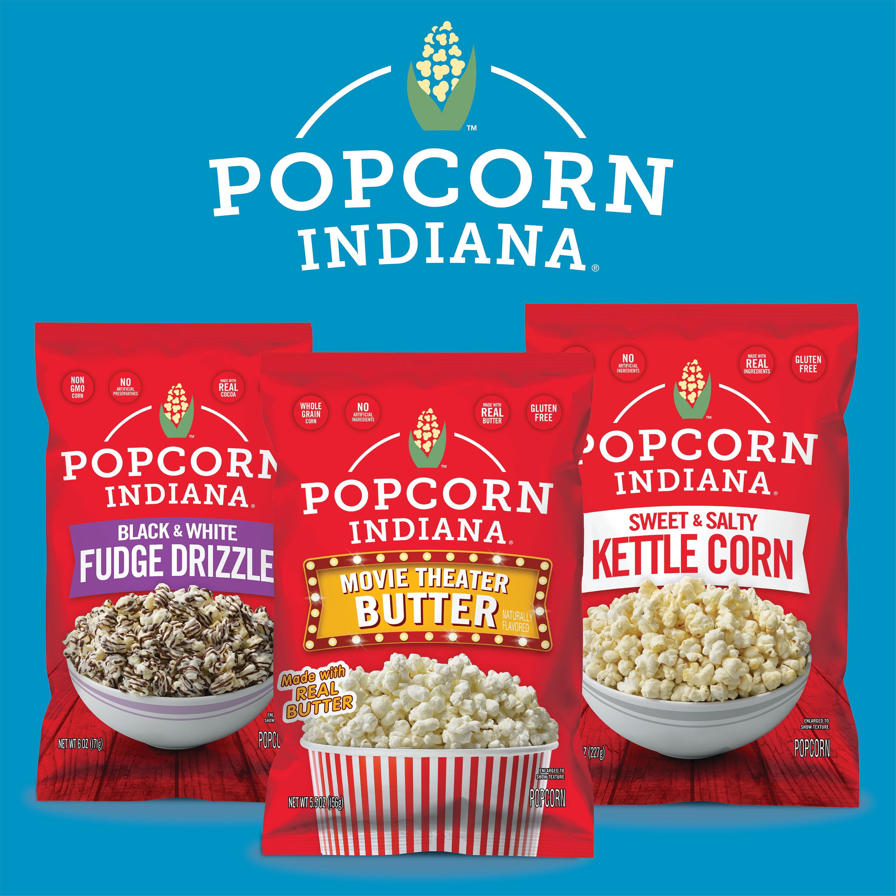 (4 pack) Popcorn Indiana Original Crispy Crunch Real Butter Movie Theater Pop Corn Value Size, 5.5 oz