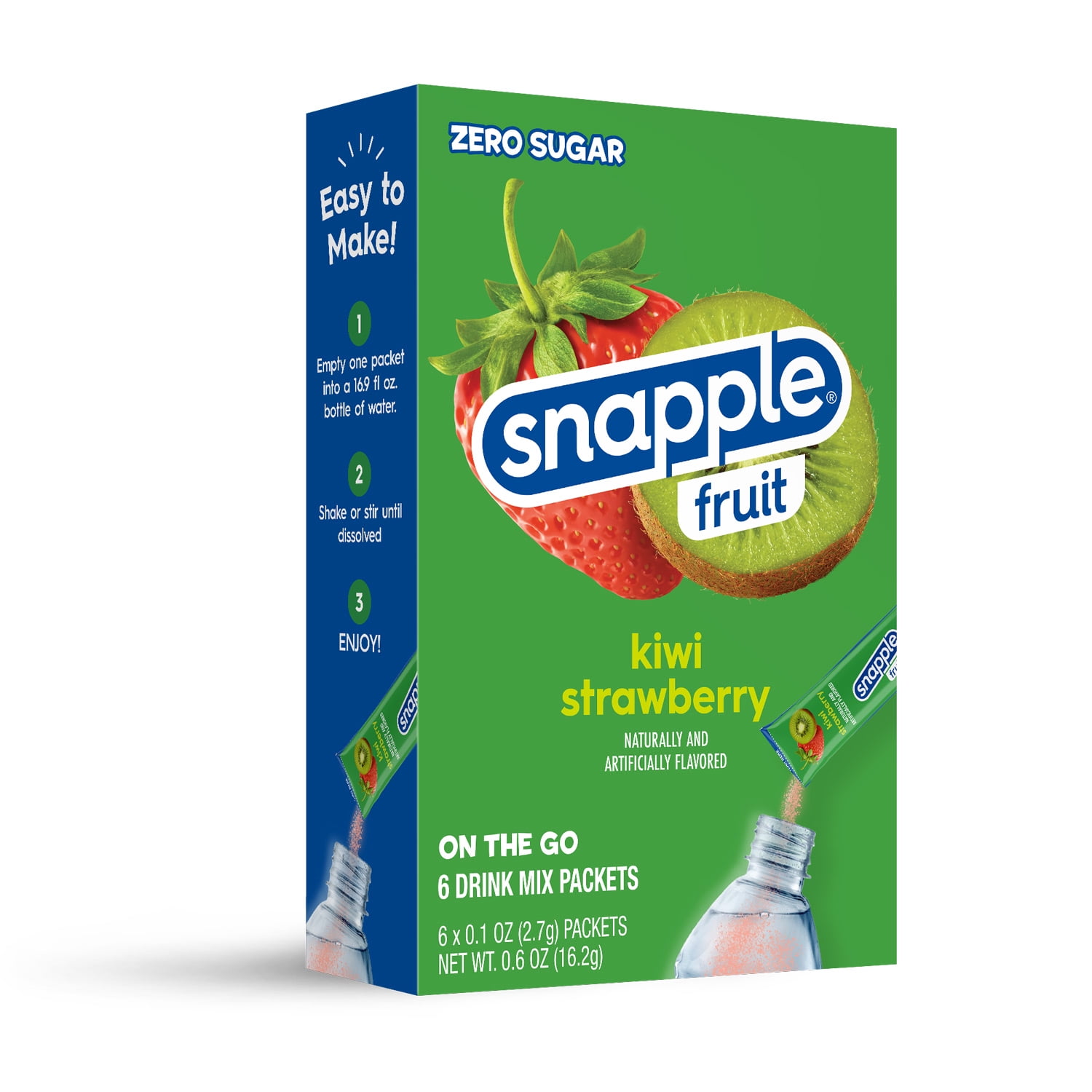 Snapple Kiwi Strawberry, Powdered Drink Mix, 6ct, Onthego packets