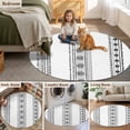 thumbnail image 5 of Round Rugs 7Ft, Black Geometric Round Area Rug Washable Indoor Throw Carpet, Boho Lines White Modern Abstract Art Large Non Slip Circle Rug for Dining Room Playroom Home Decor Aesthetic, 5 of 8