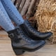 thumbnail image 2 of NECHOLOGY Botas Mujer Zapatos Botines para mujer Botas de tacón grueso con punta puntiaguda de tamaño zapatos de cuero para mujer botas ligeras de encaje occidental para otoño e invierno (Black 8), 2 of 7