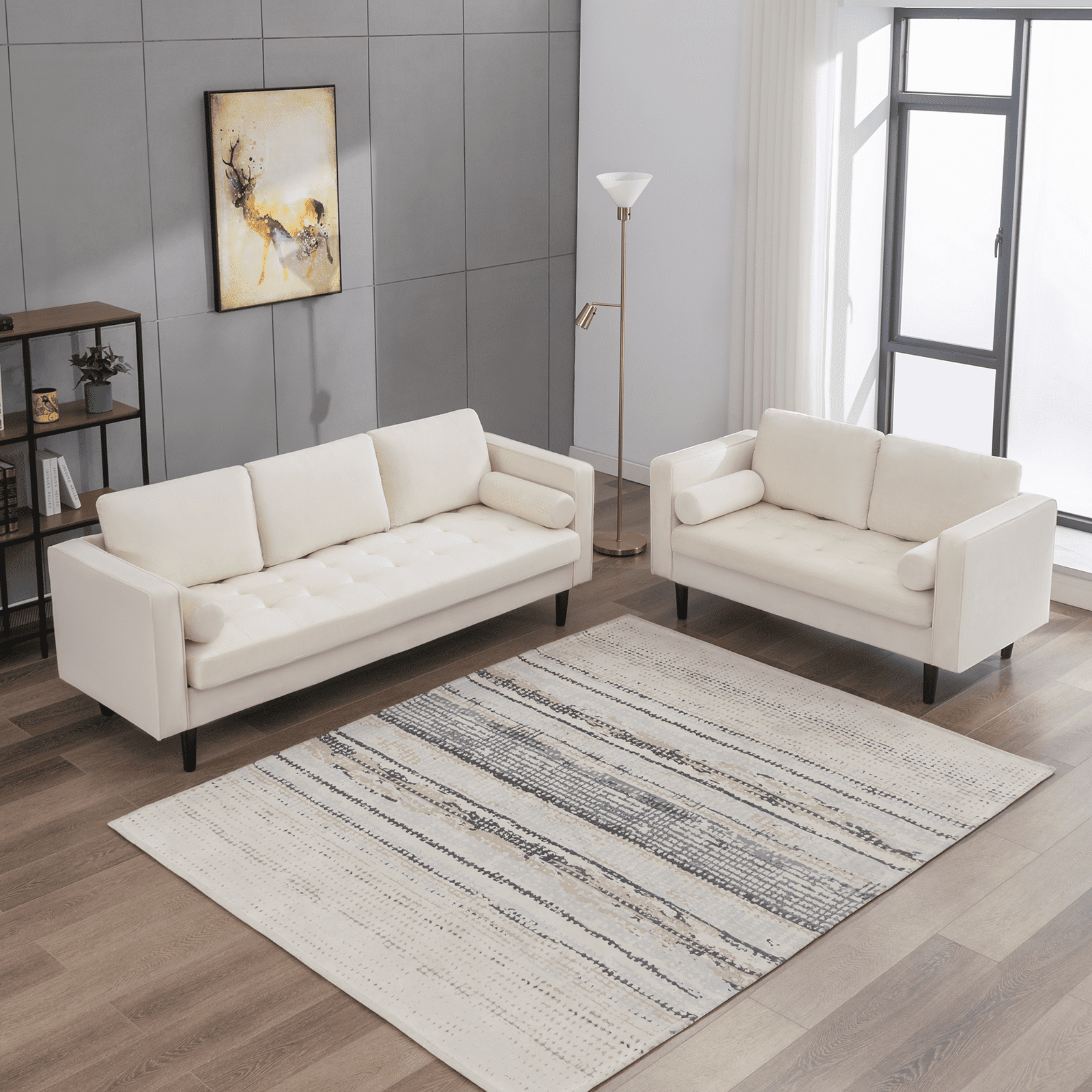 BALUS Loveseat Sofa Set with Cushions, Modern Tufted Sectional Couches