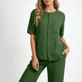 thumbnail image 7 of Thousandth Women's Cotton Blend Blouses Summer Boho Breathable Casual T-Shirts Embroidered V-Neck Shirts Loose Fit Button Down Daily Tops, 7 of 7