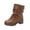 Brown, variant on Women's Stacked Short Boots, Thick Heel Belt Buckle Punk-Inspired Casual Boots Brown