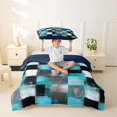 thumbnail image 2 of Homewish Vintage Blue Checkered Twin Duvet Cover,Grunge Abstract Art Twin Bedding,Navy Blue Reversible,2-Piece,1 Duvet Cover and 1 Pillowcase, 2 of 6