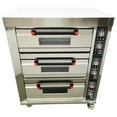 thumbnail image 3 of Commercial Pizza Oven Triple-deck Movable Bakery Baking Oven Stainless Steel 6 Trays 220V Three-Phase, 3 of 14
