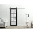 thumbnail image 3 of Sturdy Barn Door 24 x 96 inches | Planum 2132 Matte Black Frosted Glass | 6.6FT Rail Hangers Heavy Hardware Set | Solid Panel Interior Doors, 3 of 6