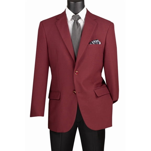 Men's Vinci Suits Burgundy Poplin Club Sport Coat Size 40 Long