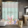 thumbnail image 5 of Happy Easter No Hooks Shower Curtain with Snap-in Liner Spring Rabbit Ears Eggs Floral Green Wood Grain Shower Curtains for Bathroom, Waterproof, Easy Install, Washable 60"x72", 5 of 9