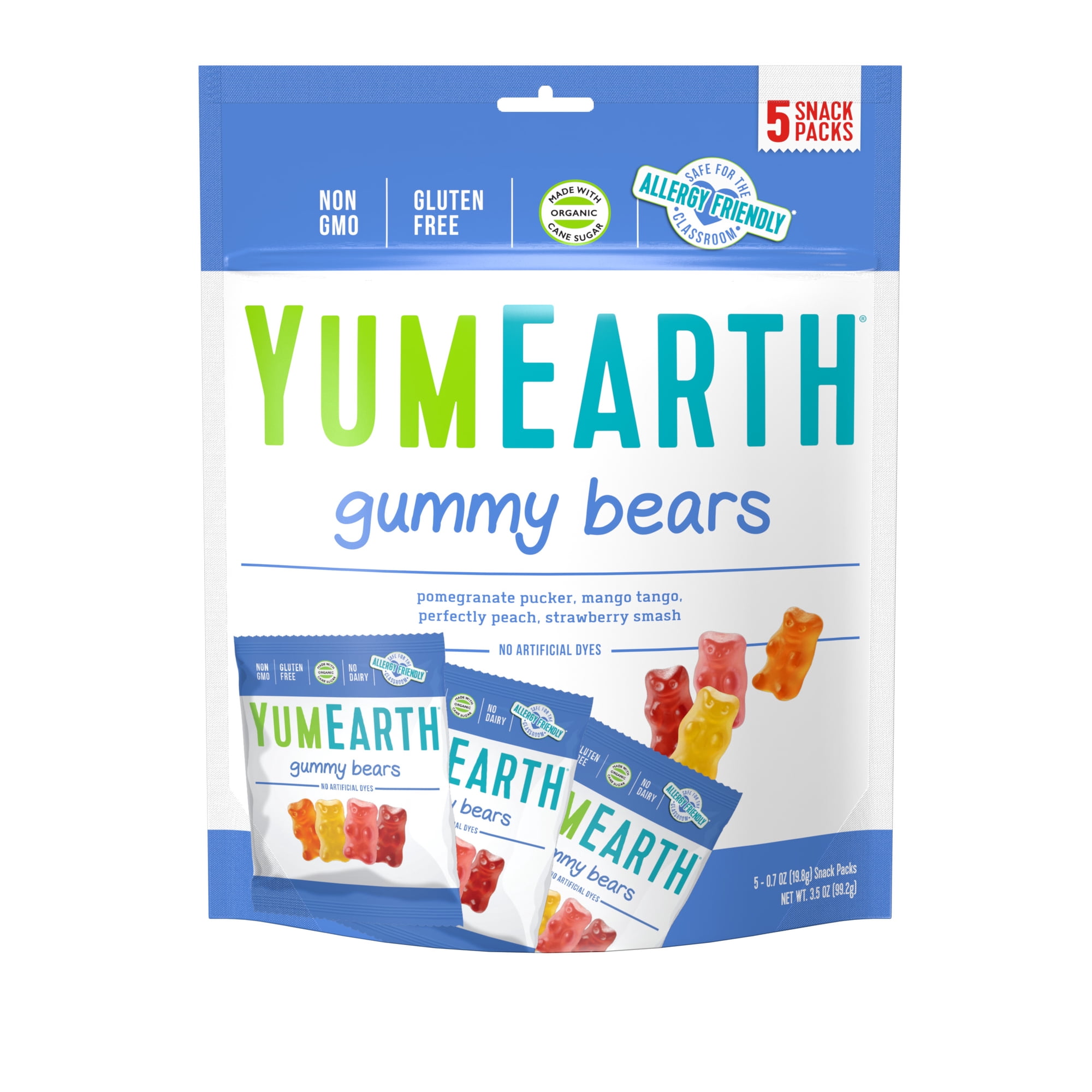 YumEarth Organic Candy- Gluten Free, Vegan & Organic Gummy Bears, 5 Ct