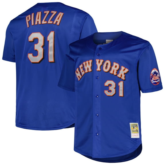 Men's Mitchell & Ness Mike Piazza Royal New York Mets Big & Tall Cooperstown Mesh Batting Practice Jersey