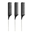 thumbnail image 2 of Neinkie 3Pcs/Set Tail Comb Carbon Fiber Rat Tail Comb Set Heat Resistant Anti Static Styling Tail Comb for Hair Women Back Combing Root Teasing Adding Volume, 2 of 7
