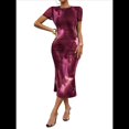 thumbnail image 2 of Vestido Ajustado con Cuello Redondo y Mangas para Mujer Vino Tinto M, 2 of 7
