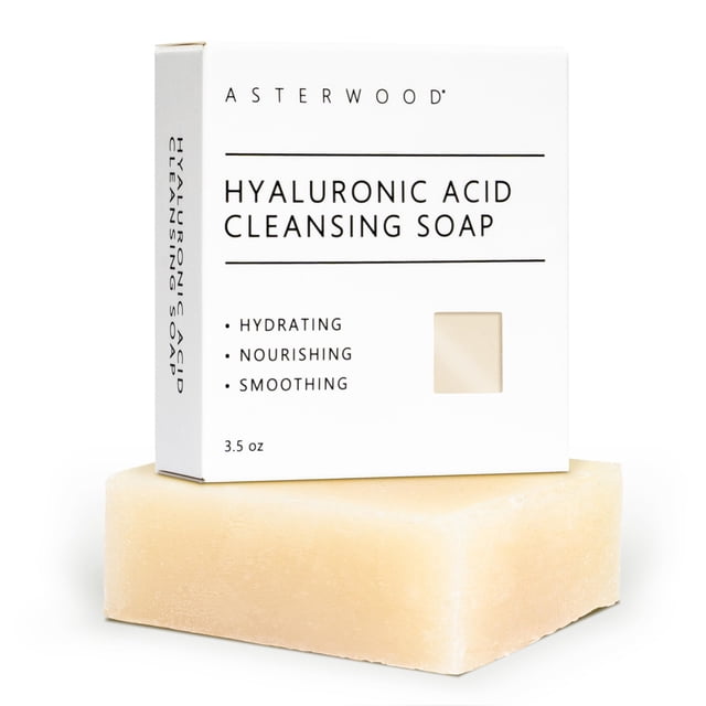 Jabón facial limpiador de ácido hialurónico Asterwood – Jabón facial para mujeres y hombres – Aumenta el colágeno hidratante y calmante – Jabón de barra – Sin fragancia – Adecuado para pieles sensible