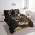 thumbnail image 2 of Homewish Skull Skeleton 7-Piece King Bedding,Halloween Themed King Bed in a Bag,Brown,Black Reversible, 2 of 8