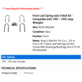 thumbnail image 2 of Front Leaf Spring Axle U-Bolt Kit - Compatible with 1987 - 1995 Jeep Wrangler 1988 1989 1990 1991 1992 1993 1994, 2 of 2