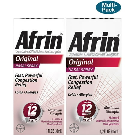 3 Pack - Afrin Original Maximum Strength 12 Hour Nasal Congestion Relief Spray (30ml + 15 ml)