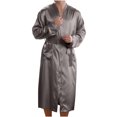 thumbnail image 2 of Birdeem Men Solid Casual Long Sleeves Lace-Up Home Pocket Long Pajama Robe, 2 of 11