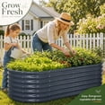 thumbnail image 3 of KINIMOX 6x3x2 FT Gray Galvanized Raised Garden Bed, 24in Tall Metal Planter Box Outdoor, Oval Garden Bed for Vegetables Flowers Herbs, 0.6mm Thick Rust-Resistant Steel, 3 of 8