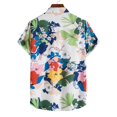 thumbnail image 3 of Camisas Para Hombre Manga Corta Hombres Primavera y verano Casual Solapa Estampado de un solo pecho Vacaciones Manga corta Camisa de vacaciones al libre (Blue, S), 3 of 7
