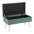 thumbnail image 2 of Lumisource Storage Contemporary Bench in Natural Wood and Green Fabric, 2 of 7