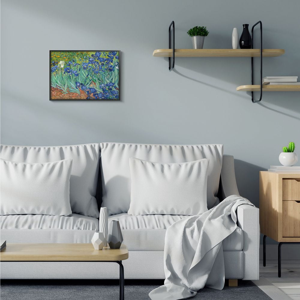 Stupell Industries Flower Field Blue Green Van Gogh Classical Painting Framed Wall Art by Vincent Van Gogh