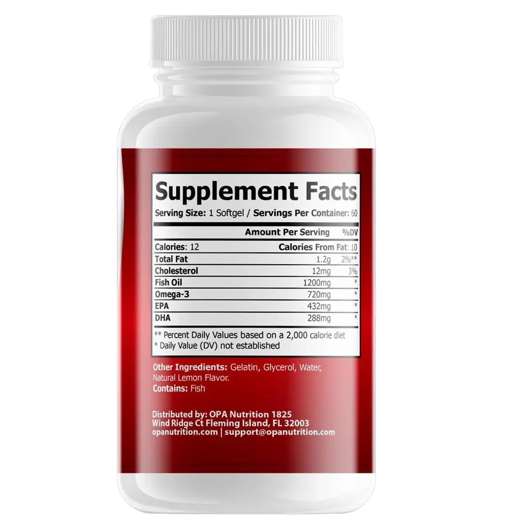 OPA Heart Omega-3 Fish Oil 1200mg with EPA & DHA – 60ct
