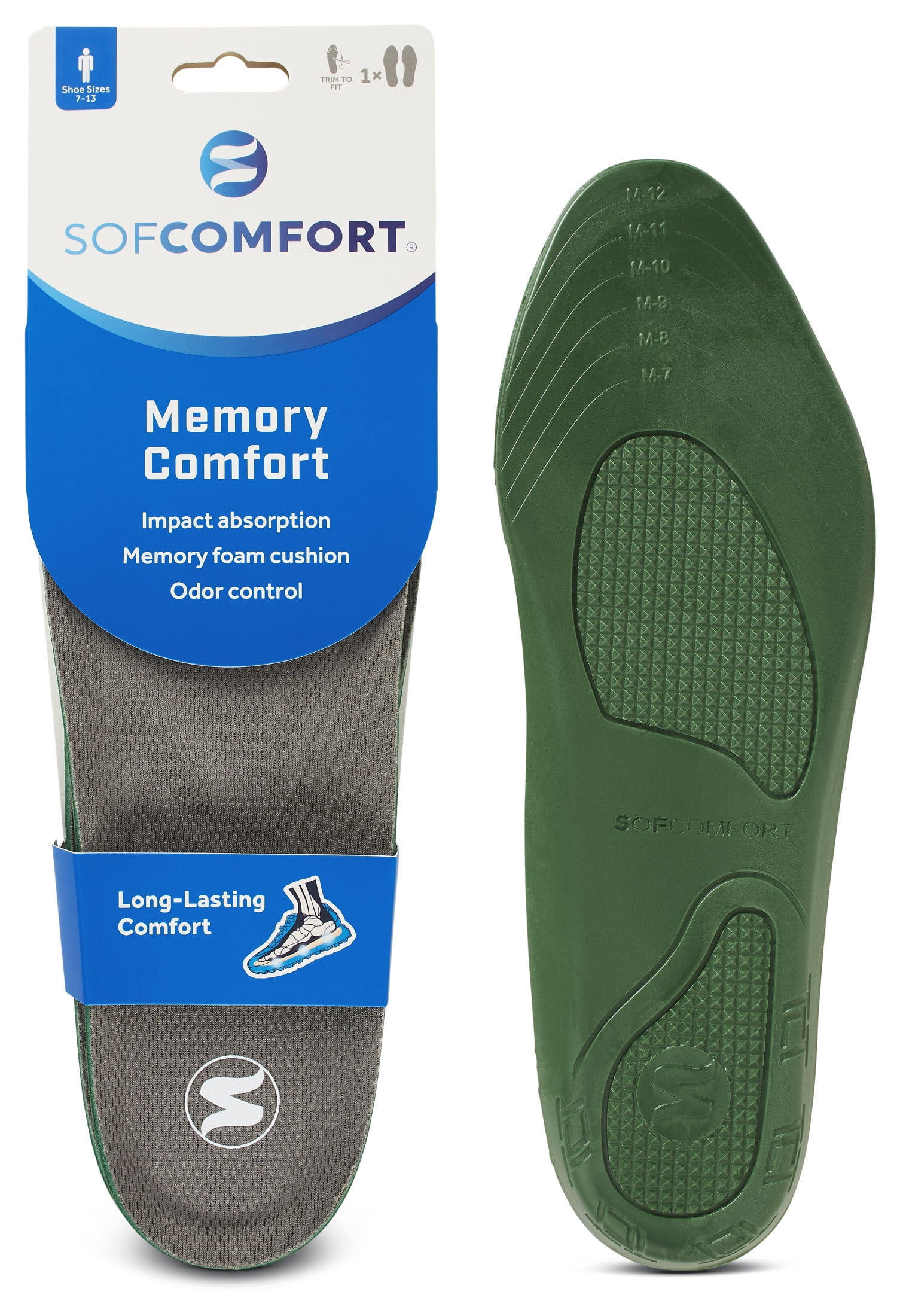 Sof Comfort Lightweight Foam Sport Insole, Men's Size 7-13, Trim